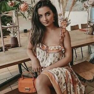 Zara boho sleeveless paisley print midi dress NWT